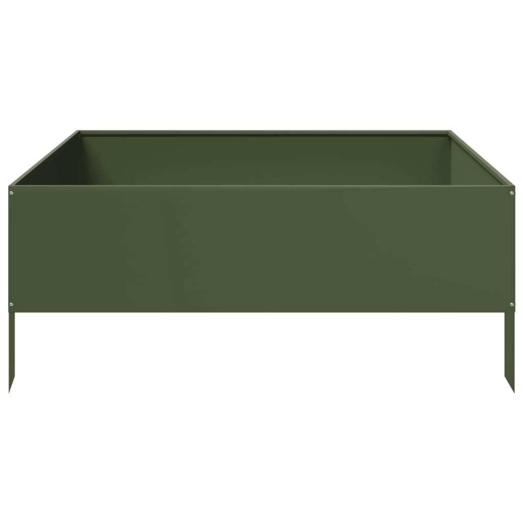 Hochbeet Olivgrün 100X100X41 Cm Stahl