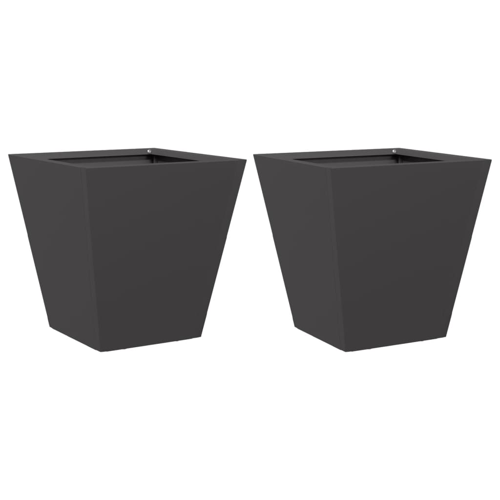 Pflanzkübel 2 Stk. Schwarz 30X30X30 Stahl