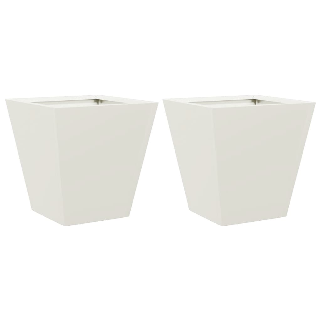 Pflanzkübel 2 Stk. Weiß 30X30X30 Stahl
