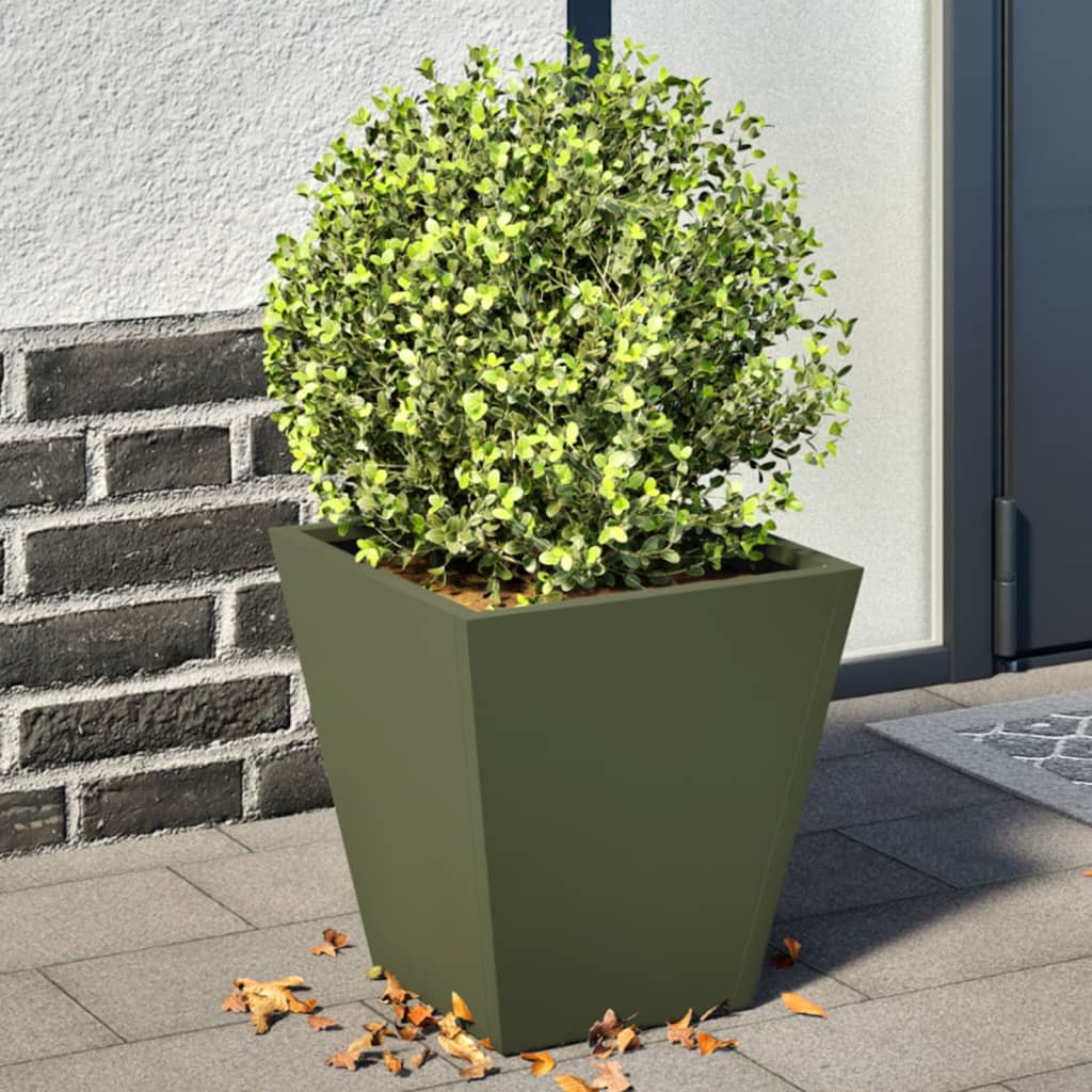Pflanzkübel 2 Stk. Olivgrün 30X30X30 Stahl
