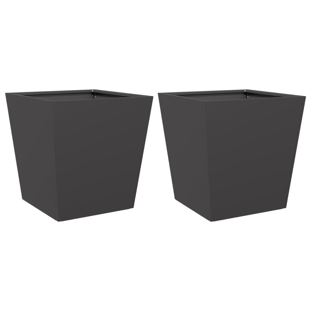 Pflanzkübel 2 Stk. Schwarz 40X40X40 Cm Stahl