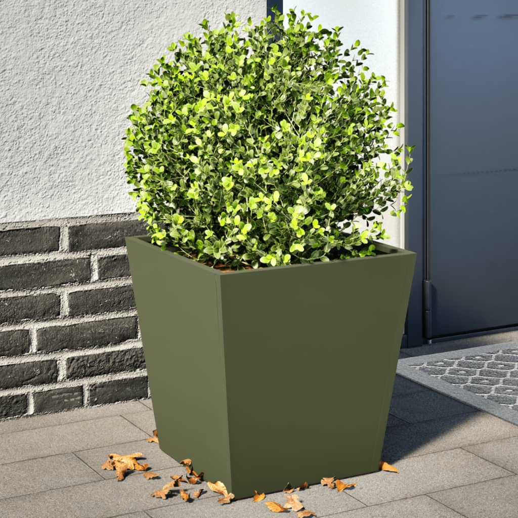 Pflanzkübel 2 Stk. Olivgrün 40X40X40 Stahl