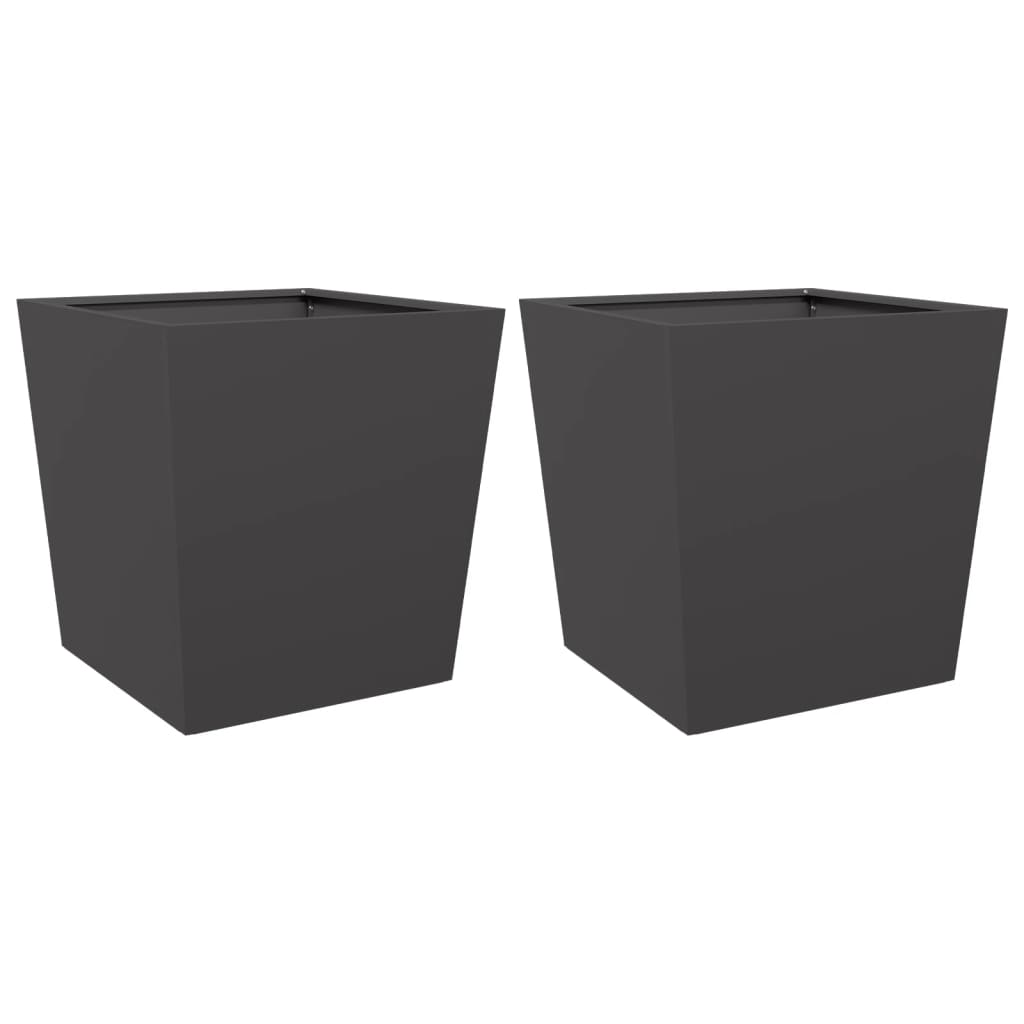 Pflanzkübel 2 Stk. Schwarz 50X50X50 Cm Stahl