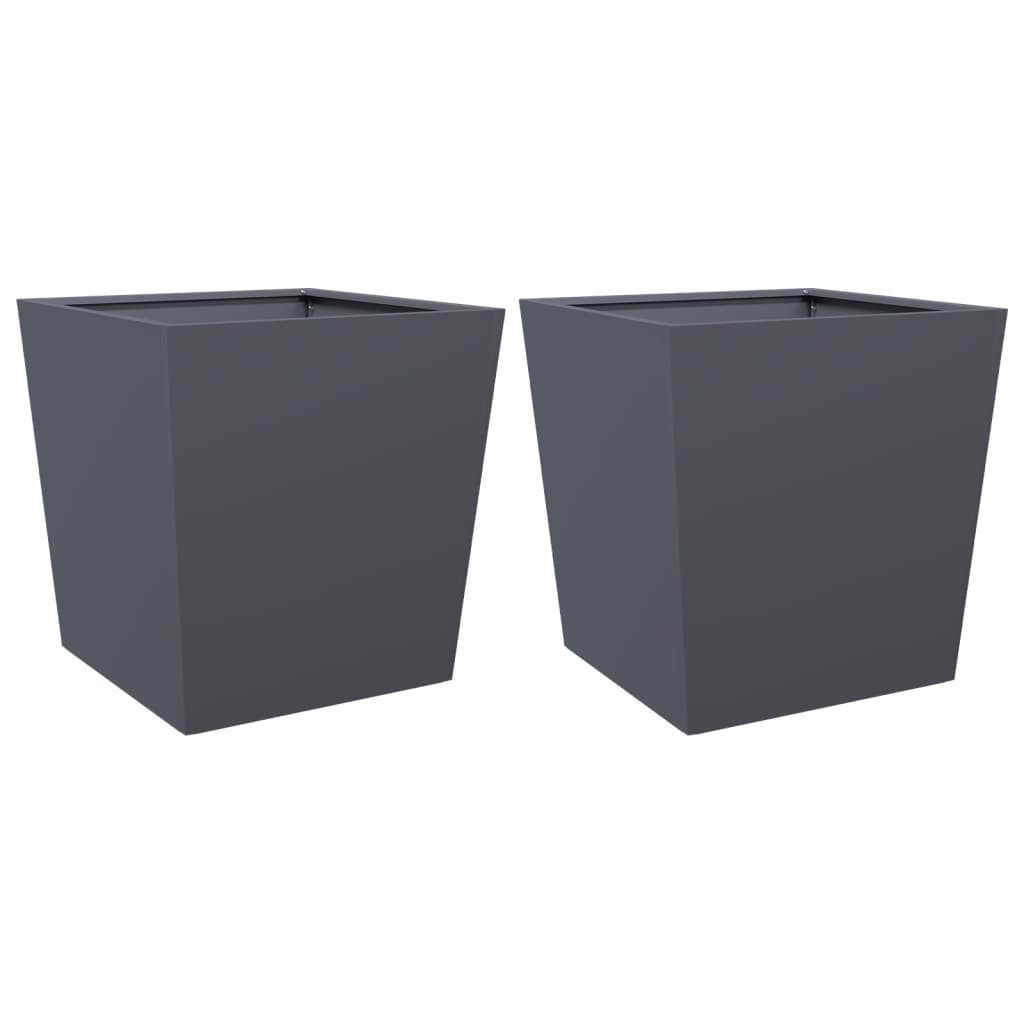Pflanzkübel 2 Stk. Anthrazit 50X50X50 Stahl