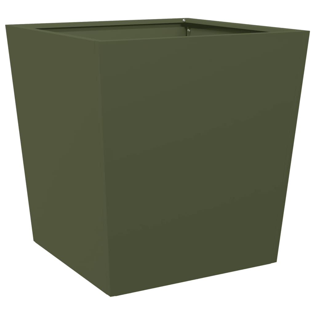 Pflanzkübel 2 Stk. Olivgrün 50X50X50 Stahl