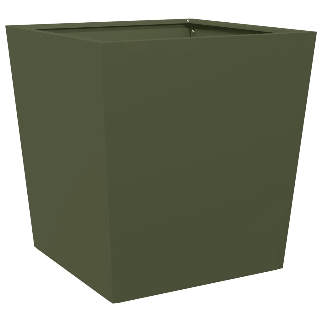 Pflanzkübel 2 Stk. Olivgrün 50X50X50 Stahl