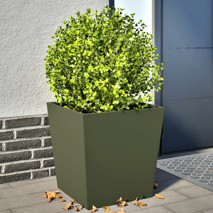 Pflanzkübel 2 Stk. Olivgrün 50X50X50 Stahl
