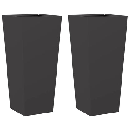 Pflanzkübel 2 Stk. Schwarz 35X35X75 Cm Stahl