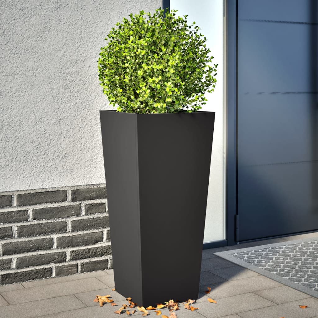 Pflanzkübel 2 Stk. Schwarz 35X35X75 Cm Stahl