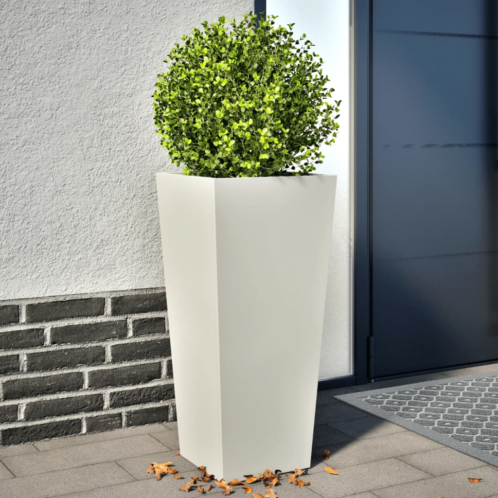 Pflanzkübel 2 Stk. Weiß 35X35X75 Cm Stahl