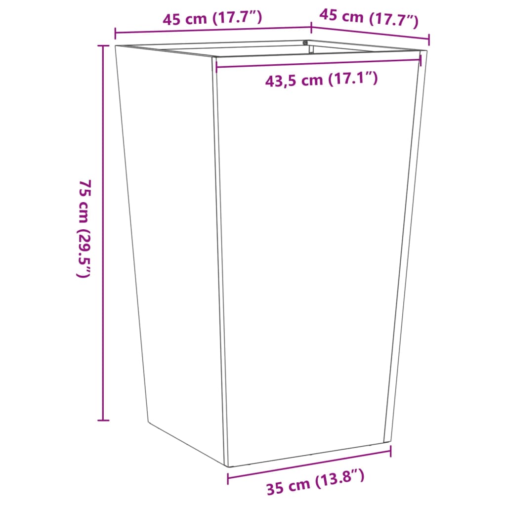 Pflanzkübel Weiß 45X45X75 Cm Stahl