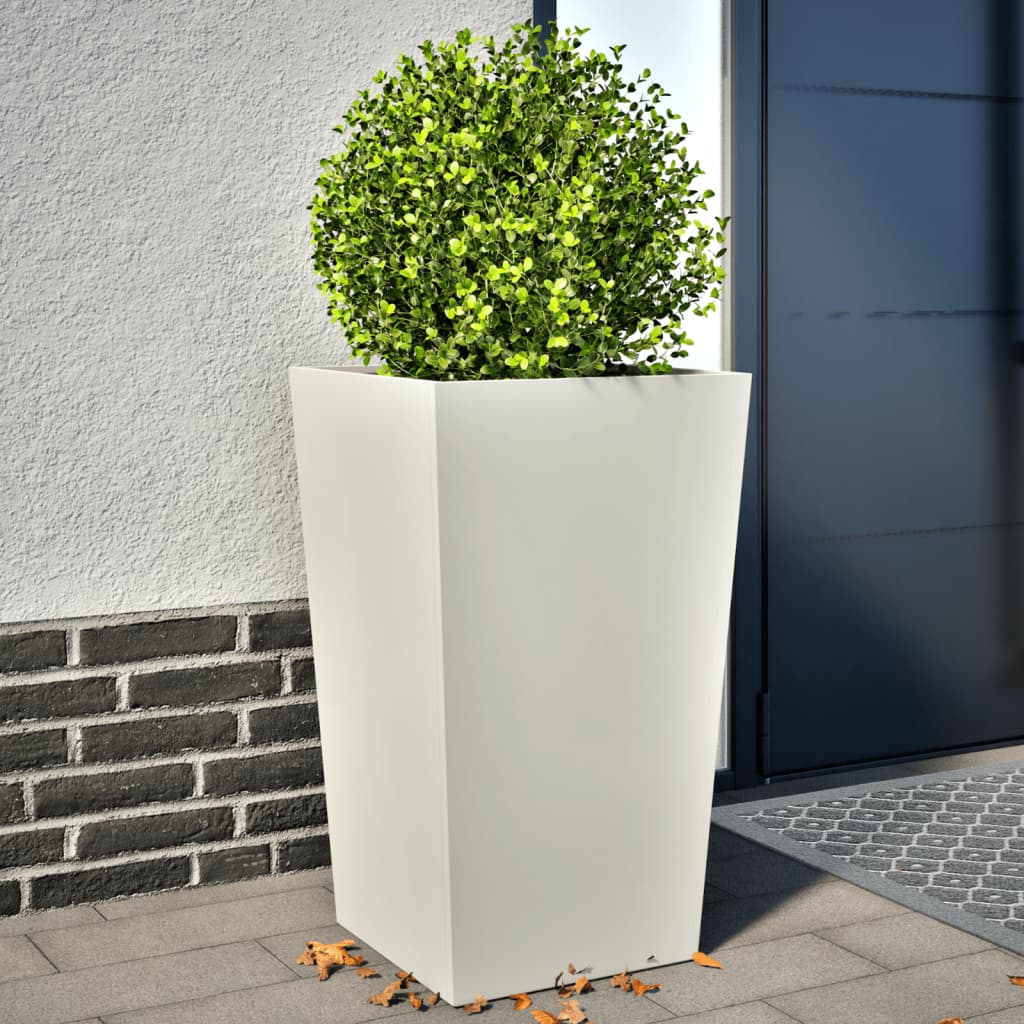 Pflanzkübel 2 Stk. Weiß 45X45X75 Cm Stahl