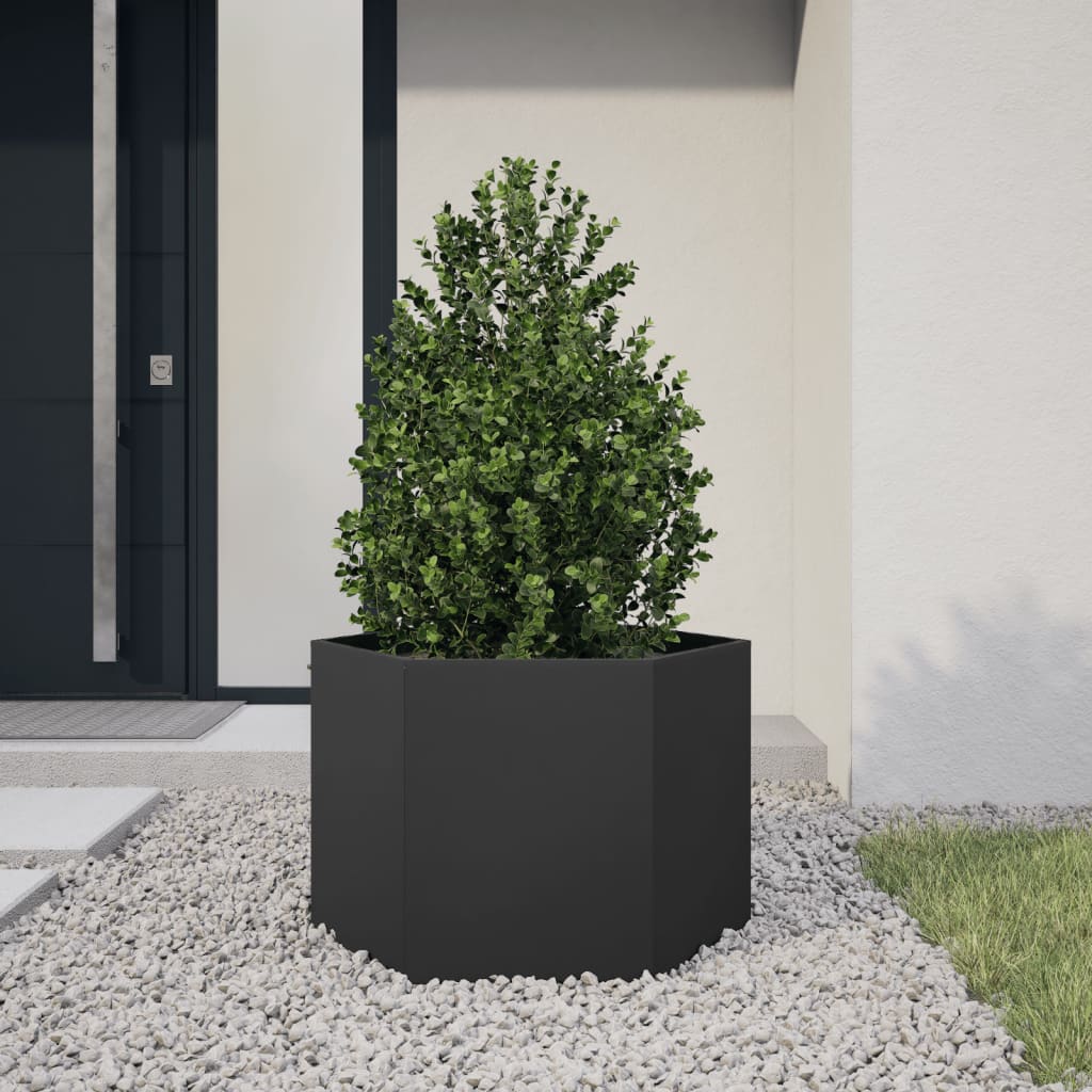 Pflanzkübel Schwarz Sechseckig 69X60X45 Stahl