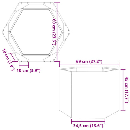 Pflanzkübel Weiß Sechseckig 69X60X45 Stahl