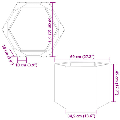 Pflanzkübel Anthrazit Sechseckig 69X60X45 Stahl