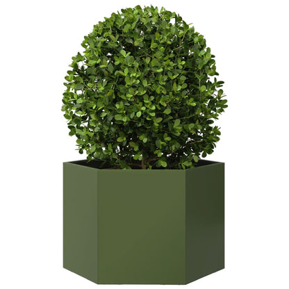 Pflanzkübel Olivgrün Sechseckig 69X60X45 Stahl
