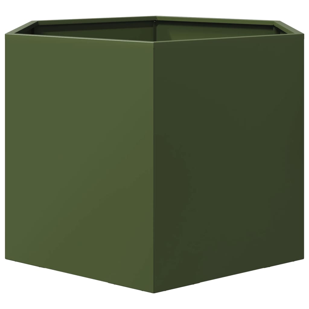 Pflanzkübel Olivgrün Sechseckig 69X60X45 Stahl