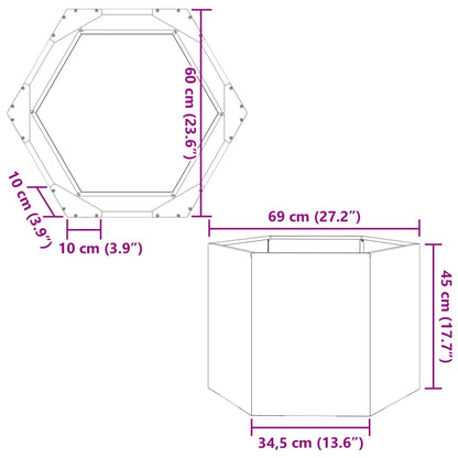Pflanzkübel Olivgrün Sechseckig 69X60X45 Stahl