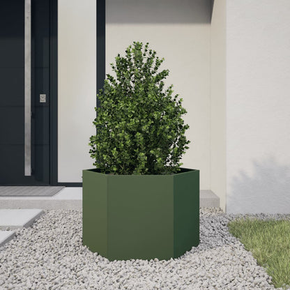 Pflanzkübel Olivgrün Sechseckig 69X60X45 Stahl