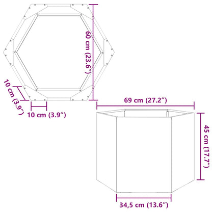 Pflanzkübel Sechseckig 69X60X45 Verzinkter Stahl