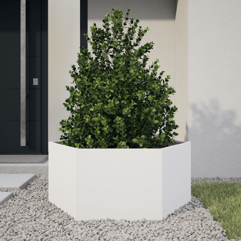 Pflanzkübel Weiß Sechseckig 104X90X45 Stahl