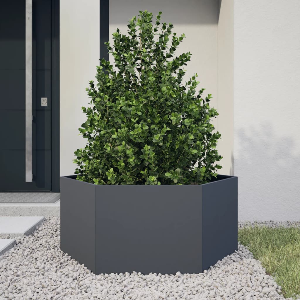 Pflanzkübel Anthrazit Sechseckig 104X90X45 Stahl