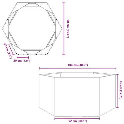 Pflanzkübel Anthrazit Sechseckig 104X90X45 Stahl