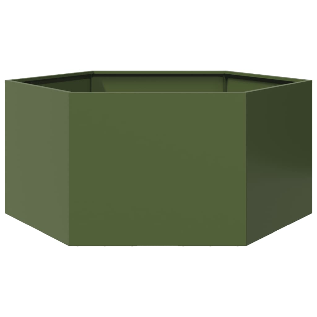 Pflanzkübel Olivgrün Sechseckig 104X90X45 Stahl