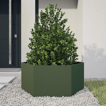 Pflanzkübel Olivgrün Sechseckig 104X90X45 Stahl