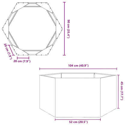 Pflanzkübel Olivgrün Sechseckig 104X90X45 Stahl