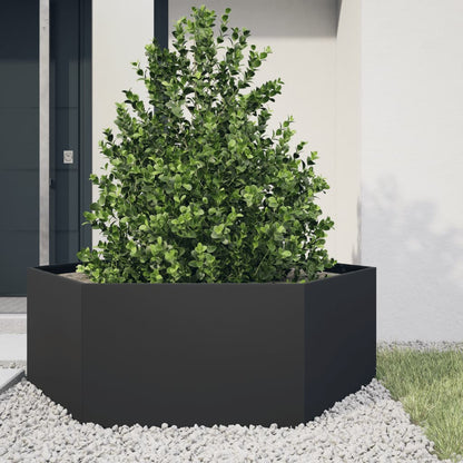 Pflanzkübel Schwarz Sechseckig 138X120X45 Stahl