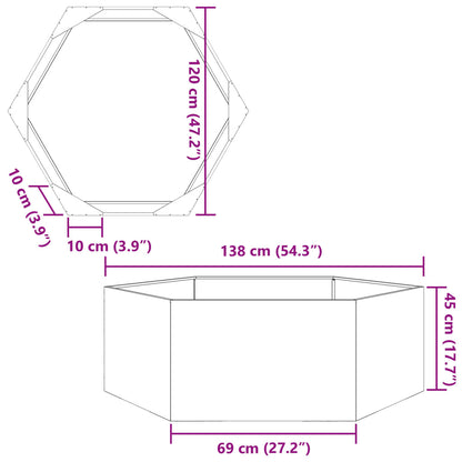 Pflanzkübel Anthrazit Sechseckig 138X120X45 Stahl