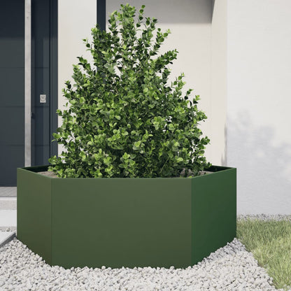 Pflanzkübel Olivgrün Sechseckig 138X120X45 Stahl