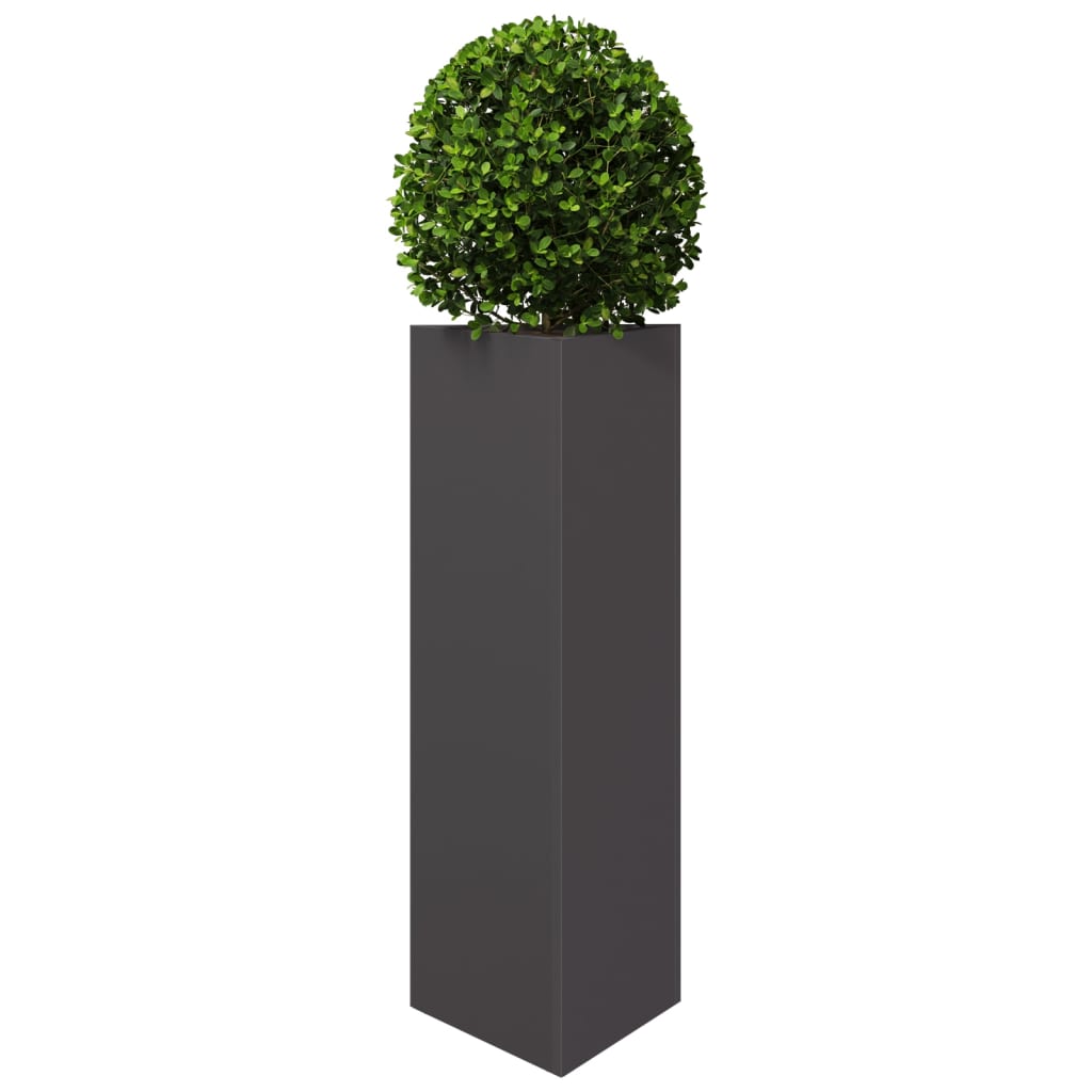 Pflanzkübel Schwarz Dreieckig 30X26X75 Cm Stahl
