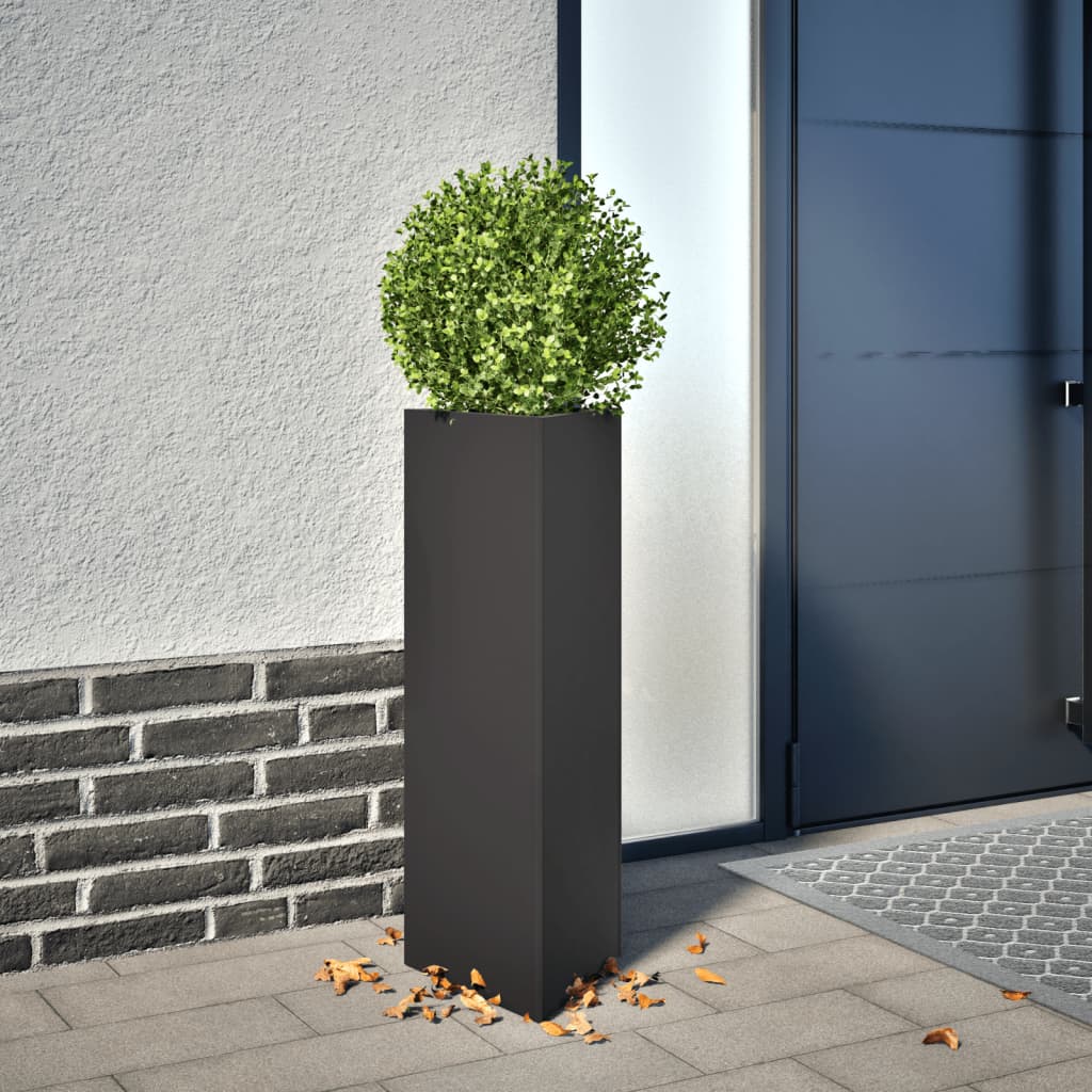 Pflanzkübel Schwarz Dreieckig 30X26X75 Cm Stahl