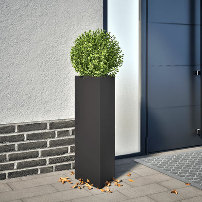 Pflanzkübel Schwarz Dreieckig 30X26X75 Cm Stahl