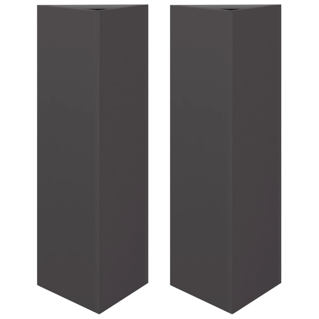 Pflanzkübel 2 Stk. Schwarz Dreieckig 30X26X75 Cm Stahl