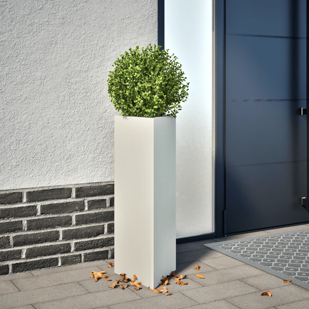 Pflanzkübel Weiß Dreieckig 30X26X75 Cm Stahl