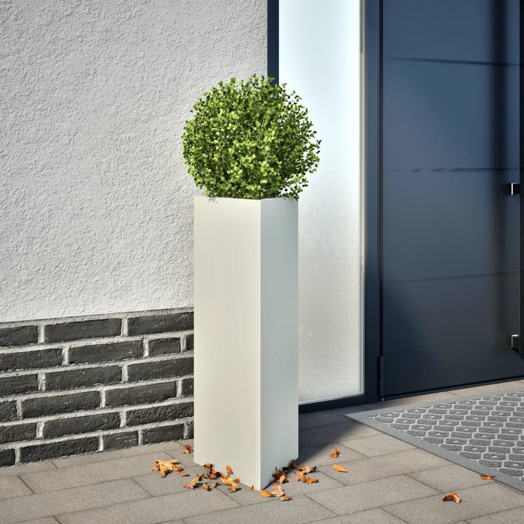 Pflanzkübel 2 Stk. Weiß Dreieckig 30X26X75 Cm Stahl