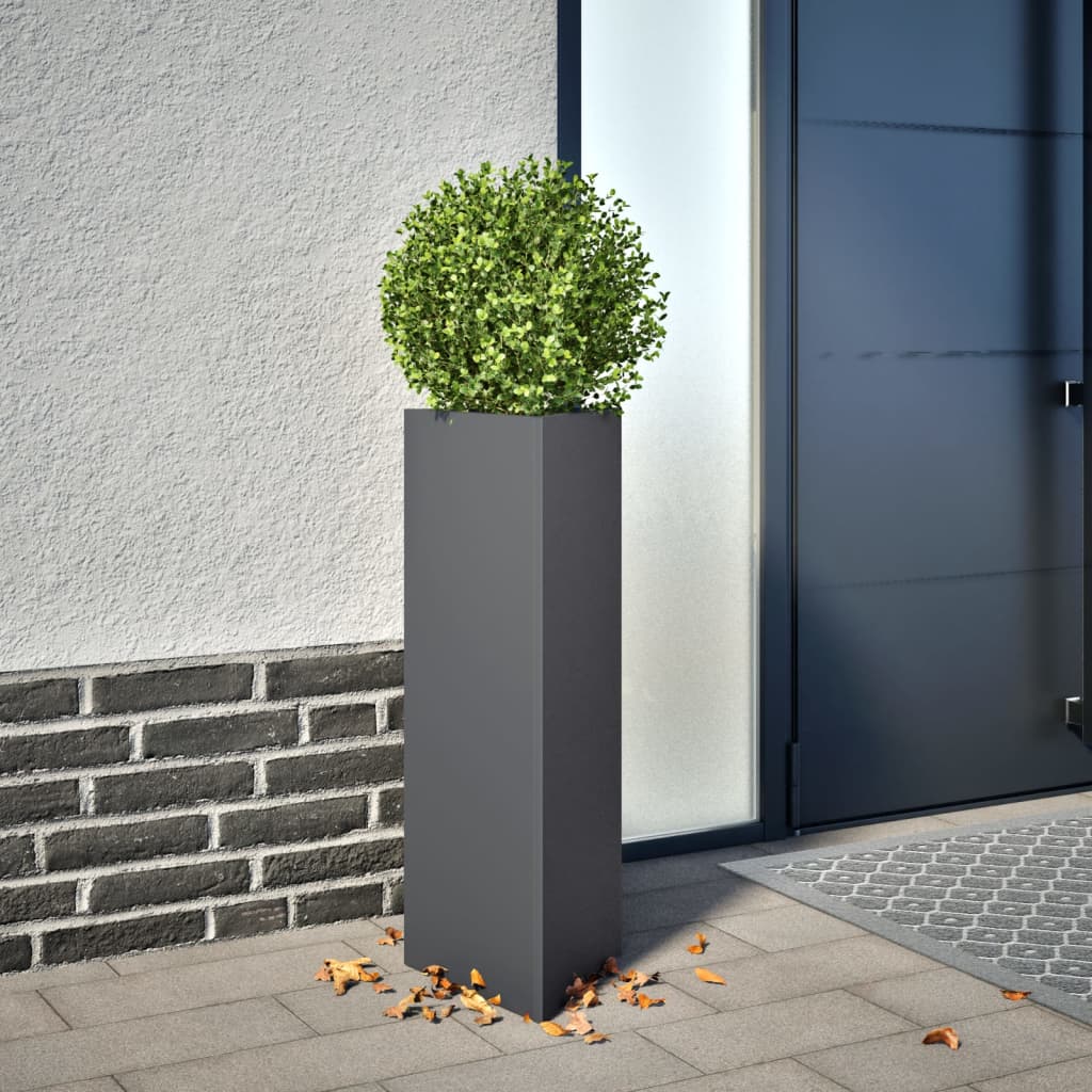 Pflanzkübel 2 Stk. Anthrazit Dreieckig 30X26X75 Cm Stahl
