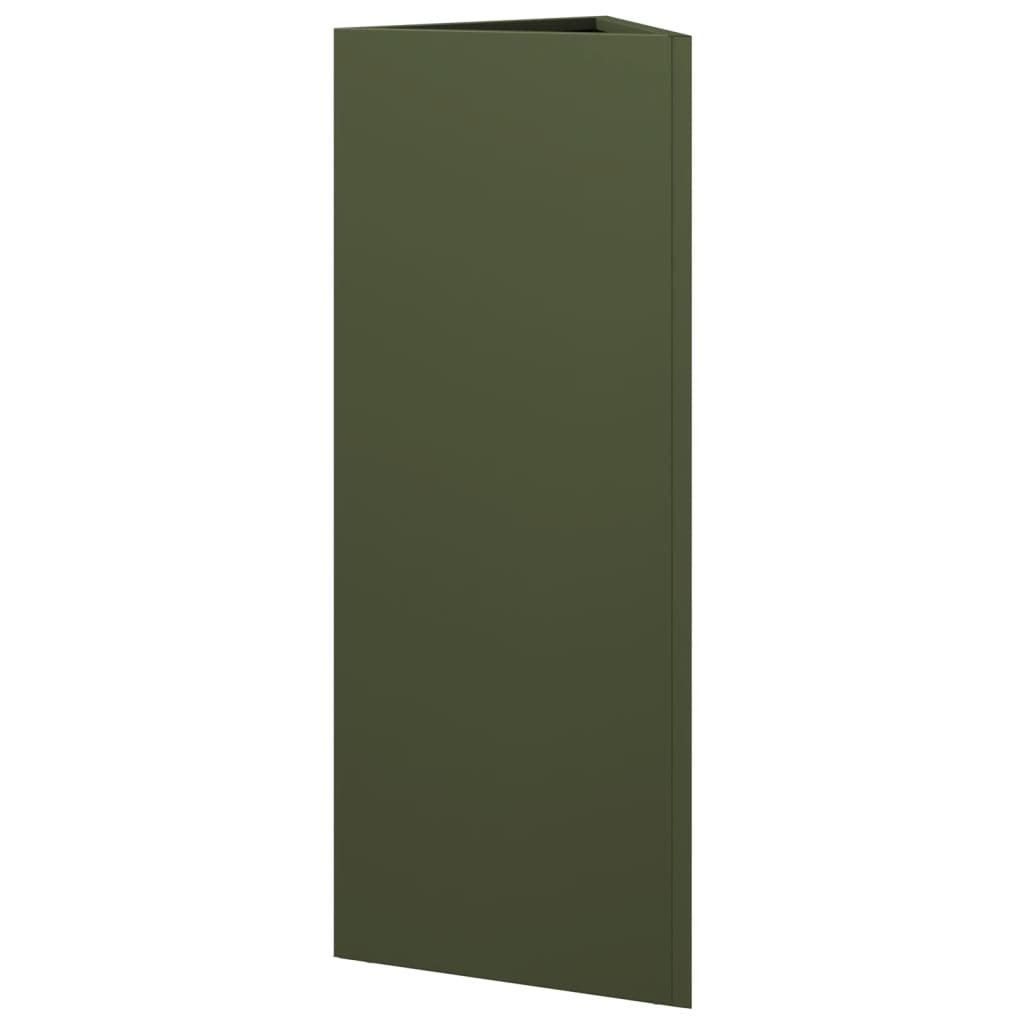 Pflanzkübel Olivgrün Dreieckig 30X26X75 Cm Stahl