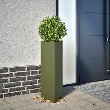 Pflanzkübel Olivgrün Dreieckig 30X26X75 Cm Stahl