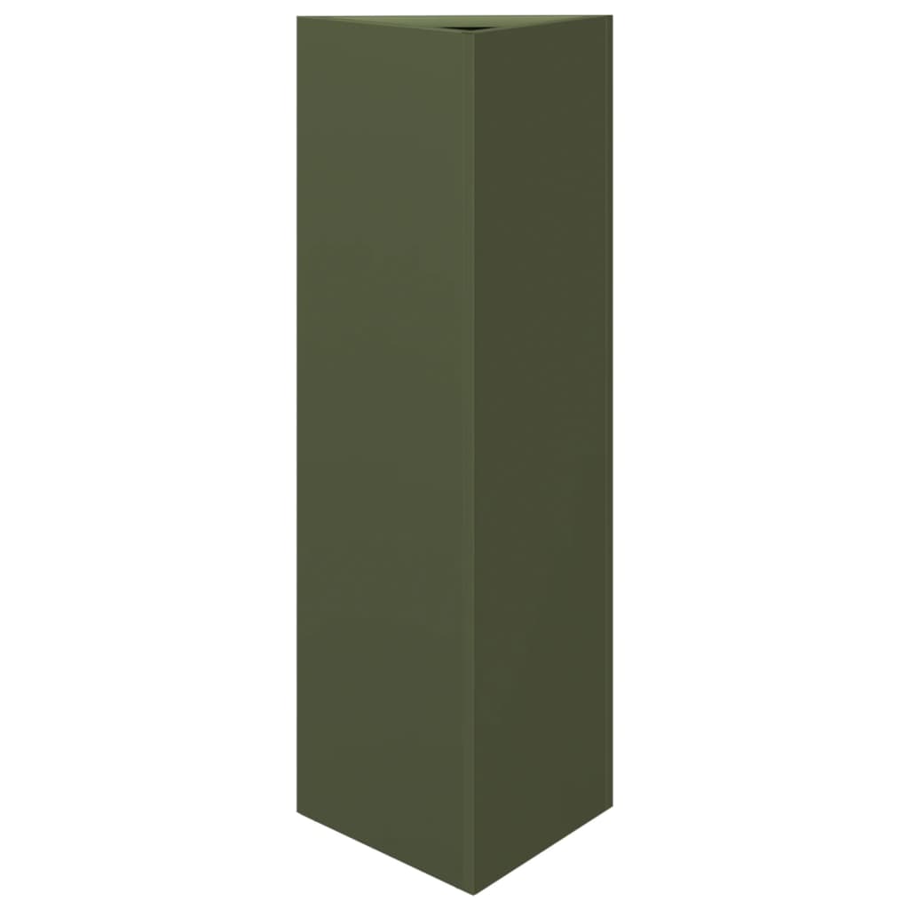 Pflanzkübel 2 Stk. Olivgrün Dreieckig 30X26X75 Cm Stahl