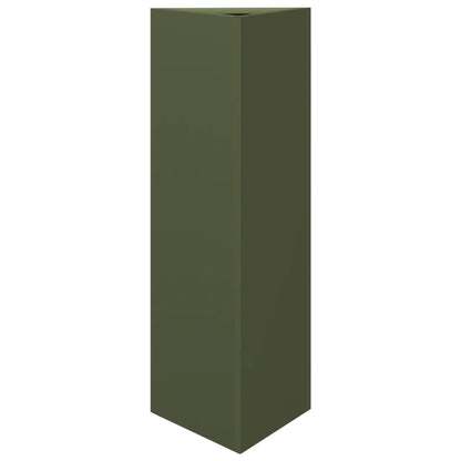 Pflanzkübel 2 Stk. Olivgrün Dreieckig 30X26X75 Cm Stahl