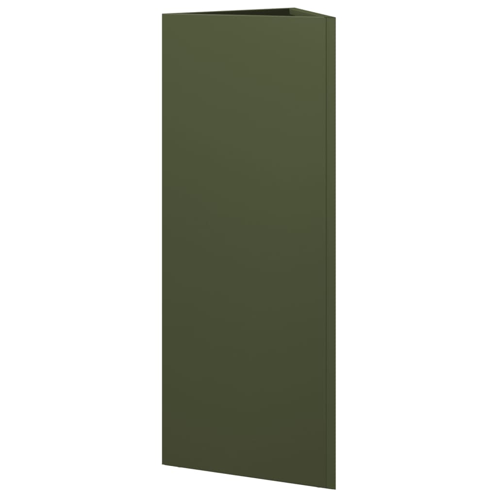 Pflanzkübel 2 Stk. Olivgrün Dreieckig 30X26X75 Cm Stahl