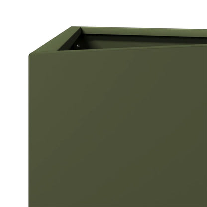 Pflanzkübel 2 Stk. Olivgrün Dreieckig 30X26X75 Cm Stahl