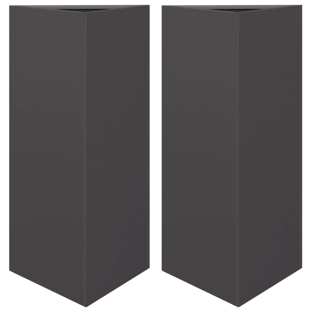 Pflanzkübel 2 Stk. Schwarz Dreieckig 40X34,5X75 Cm Stahl