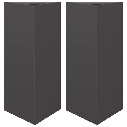 Pflanzkübel 2 Stk. Schwarz Dreieckig 40X34,5X75 Cm Stahl