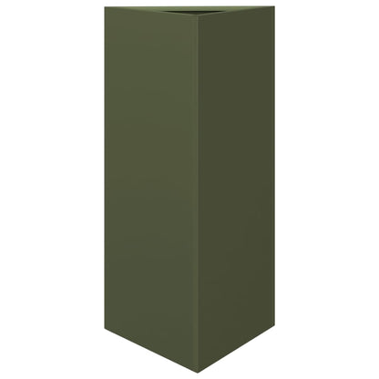 Pflanzkübel 2 Stk. Olivgrün Dreieckig 40X34,5X75 Cm Stahl