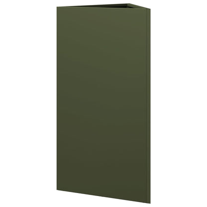 Pflanzkübel 2 Stk. Olivgrün Dreieckig 40X34,5X75 Cm Stahl